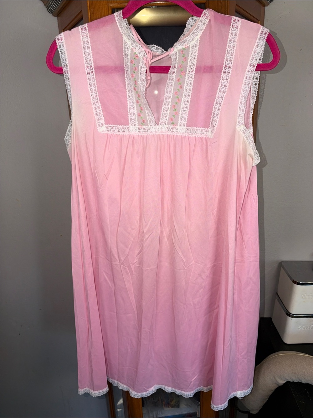 Vanity Fair Pink Lace-Trim Sleeveless Chemise